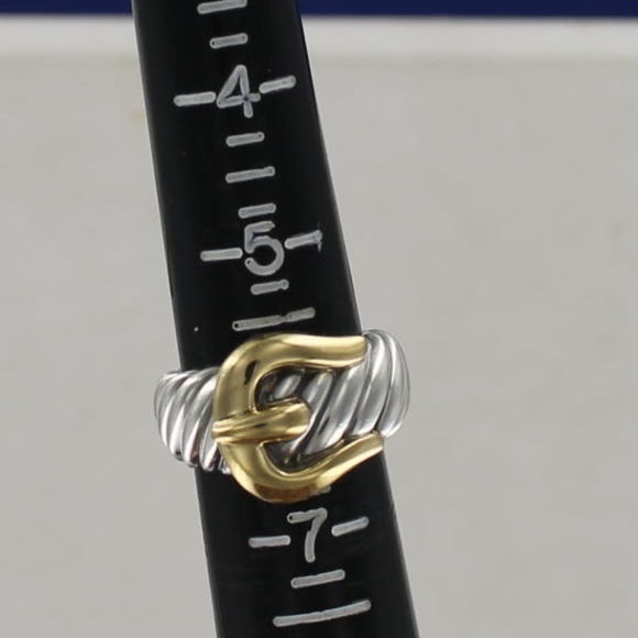 SOLD-David Yurman Silver Gold Belt Buckle Band - Picture 2 of 7